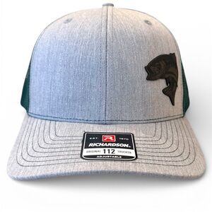 RICHARDSON 112 Heather Gray/Green Custom Bass Structured Trucker Hat